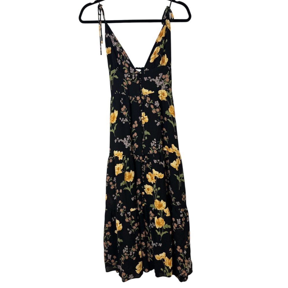 Reformation Floral Black & Yellow Women's Dress Size 6
